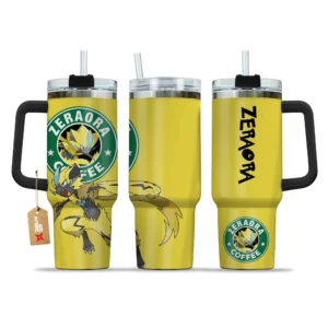 Zeraora Coffee 40oz Travel Tumbler With Handle Personalized Anime Accessories