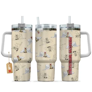 Princess Mononoke Mask 40oz Tumbler Cup With Handle Custom Cute Pattern