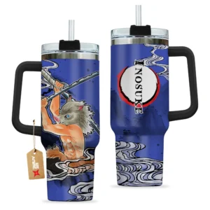 Inosuke Hashibira 40oz Travel Tumbler Personalized With Handle Custom Anime Accessories