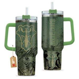 Symbols Green Mantis 40oz Travel Tumbler Personalized With Handle Custom Anime Cup