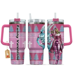 Funny Valentine 40oz Travel Tumbler With Handle Custom Anime Accessories