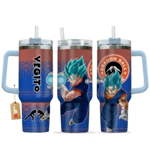 Vegito 40oz Travel Tumbler With Handle Custom Anime Accessories