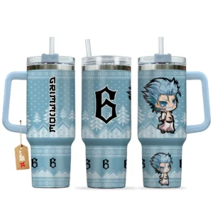 Grimmjow 40oz Travel Tumbler With Handle Custom Anime Accessories
