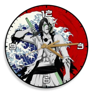 Ulquiorra Cifer Wooden Wall Clock Kanagawa Wave Red Sun Anime-Wexanime