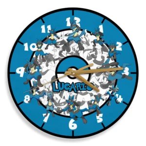 Lucario Wooden Clock Personalized Anime Wall Decor-Wexanime