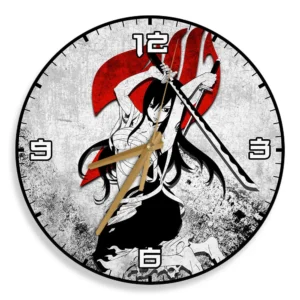 Erza Scarlet Wooden Wall Clock Anime Custom Wall Decor