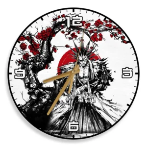 Kenpachi Zaraki Wooden Wall Clock Anime Custom Japan Cherry Blossom