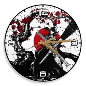 Dracule Mihawk Wooden Wall Clock Anime Custom Japan Cherry Blossom