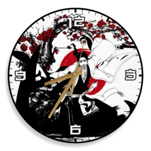 Shunsui Kyoraku Wooden Wall Clock Anime Custom Japan Cherry Blossom