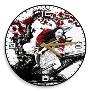 Nezuko Wooden Wall Clock Anime Custom Japan Cherry Blossom-Wexanime