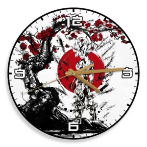 Goku Super Saiyan 2 Wooden Wall Clock Anime Custom Japan Cherry Blossom-Wexanime