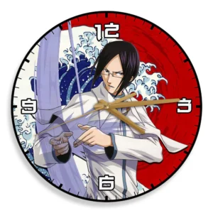 Uryu Ishida Wooden Wall Clock Kanagawa Wave Red Sun Anime-Wexanime