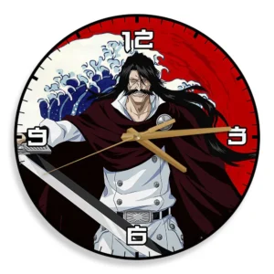 Yhwach Wooden Wall Clock Kanagawa Wave Red Sun Anime-Wexanime