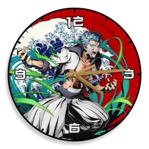 Grimmjow Jaegerjaquez Wooden Wall Clock Kanagawa Wave Red Sun Anime-Wexanime