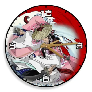 Shunsui Kyoraku Wooden Wall Clock Kanagawa Wave Red Sun Anime-Wexanime