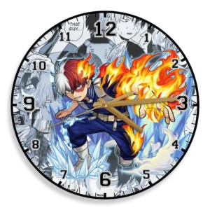 Shoto Todoroki Anime Wooden Wall Clock Living Room Decor-Wexanime