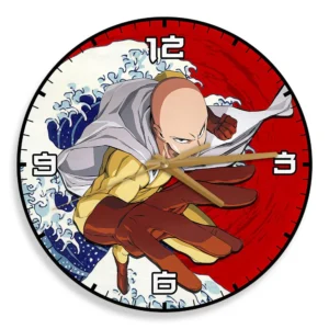 Saitama Wooden Wall Clock Kanagawa Wave Red Sun Anime-Wexanime
