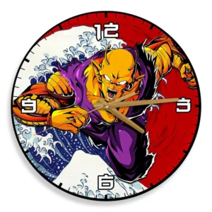 Orange Piccolo Kanagawa Wave Red Sun Anime Wooden Wall Clock-Wexanime