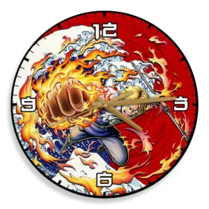 Sabo Kanagawa Wave Red Sun Anime Wooden Wall Clock-Wexanime
