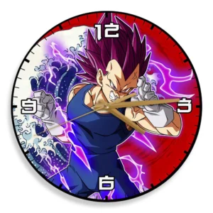Vegeta Ultra Ego Kanagawa Wave Red Sun Anime Wooden Wall Clock-Wexanime