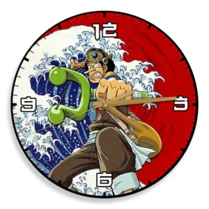 Usopp Kanagawa Wave Red Sun Anime Wooden Wall Clock-Wexanime