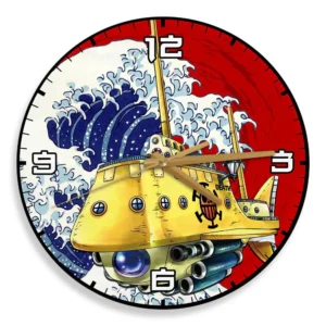 Polar Tang Ship Kanagawa Wave Red Sun Anime Wooden Wall Clock-Wexanime