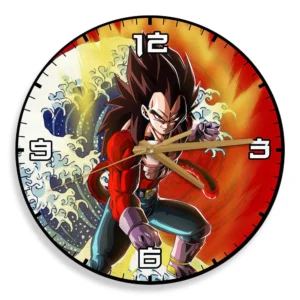 Vegeta Super Saiyan 4 Kanagawa Wave Red Sun Anime Wooden Wall Clock-Wexanime