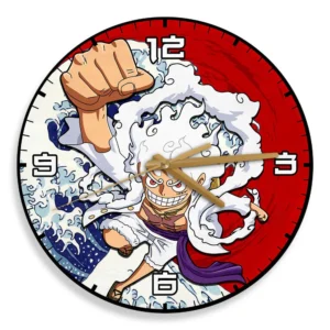 Monkey D. Luffy Gear 5 Kanagawa Wave Red Sun Anime Wooden Wall Clock-Wexanime