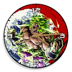 Broly Legendary Super Saiyan Kanagawa Wave Red Sun Anime Wooden Wall Clock-Wexanime