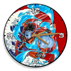 Jinbe Kanagawa Wave Red Sun Anime Wooden Wall Clock-Wexanime