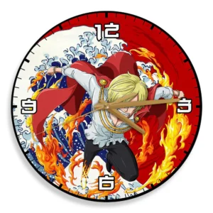 Vinsmoke Sanji Kanagawa Wave Red Sun Anime Wooden Wall Clock-Wexanime