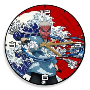 Sakonji Urokodaki Kanagawa Wave Red Sun Wooden Clock Anime Wall Clock-Wexanime