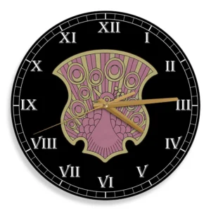 Coral Peacock Symbol Wooden Clock Anime Wall Clock-Wexanime