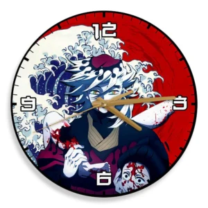 Douma Kanagawa Wave Red Sun Wooden Clock Anime Wall Clock-Wexanime