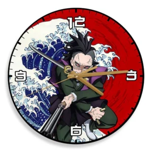 Genya Shinazugawa Kanagawa Wave Red Sun Wooden Clock Anime Wall Clock-Wexanime
