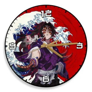 Kokushibo Kanagawa Wave Red Sun Wooden Clock Anime Wall Clock-Wexanime