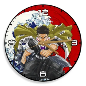 Gyomei Himejima Kanagawa Wave Red Sun Wooden Clock Anime Wall Clock-Wexanime