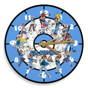 Ash Ketchum Satoshi Wooden Clock Anime Personalized Wall Decor-Wexanime