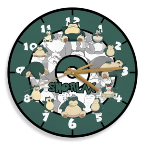 Snorlax Wooden Clock Personalized Anime Wall Decor-Wexanime