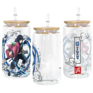 Glass Can 16oz Anime Water Bottle Giyu Tomioka Personalized Name