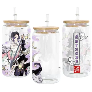 Glass Can 16oz Anime Water Bottle Shinobu Kocho Personalized Name