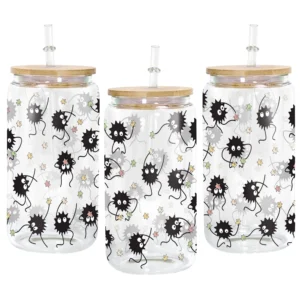 Soot Sprites Anime Glass Can 16oz Custom Water Bottle
