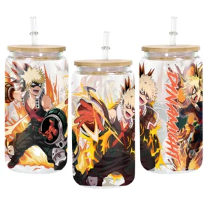 Katsuki Bakugo (Dynamight) Anime Glass Can 16oz Custom Personalized Water Bottle