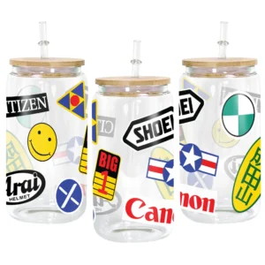 Kaneda's Bike Stickers Anime Glass Can 16oz Custom Water Bottle