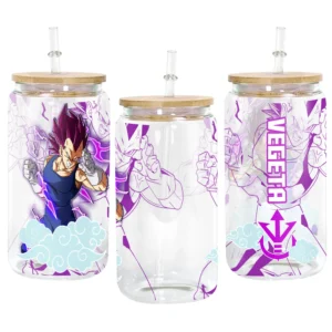 Vegeta Ultra Ego Anime Glass Can 16oz Custom Personalized Water Bottle