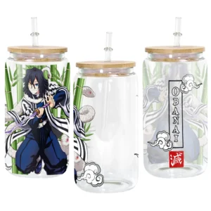 Glass Can 16oz Anime Water Bottle Obanai Iguro Personalized Name