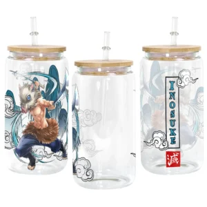 Glass Can 16oz Anime Water Bottle Inosuke Hashibira Personalized Name