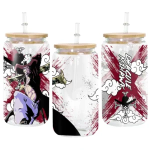 Dracule Mihawk Anime Glass Can 16oz Custom Personalized Water Bottle