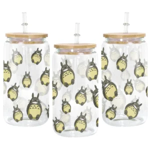 Totoro Anime Glass Can 16oz Custom Water Bottle