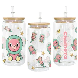 Chimera Anime Glass Can 16oz Custom Personalized Water Bottle